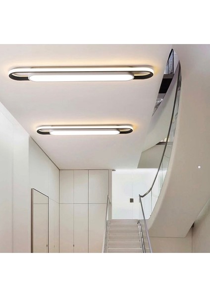 Modern LED Elips Dekoratif Plofonyer Avize Dış Siyah / Iç Beyaz 3000K