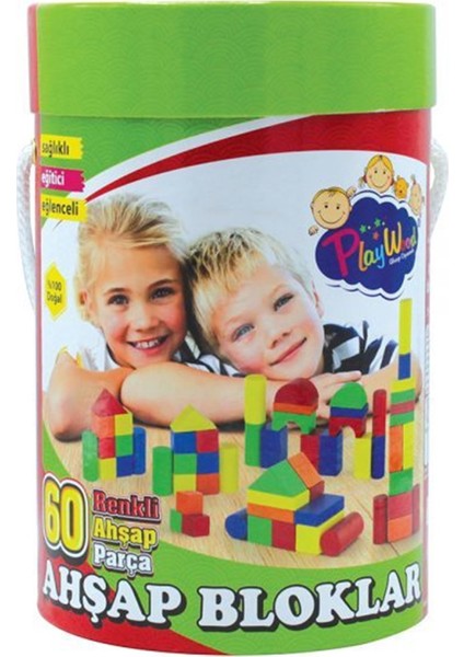 Play Wood Renkli Ahşap Bloklar 60 Parça ONY210