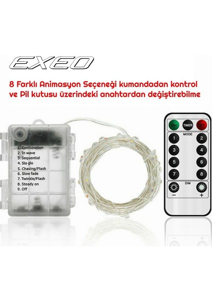Peri Tel LED Işık Kumandalı Animasyonlu Pilli LED