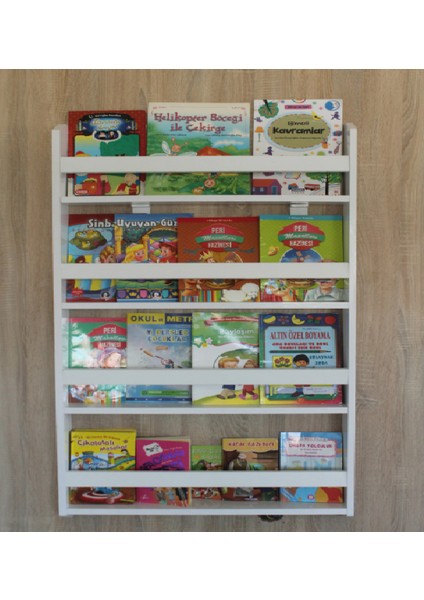 Mdf Montesseri Çocuk Eğitici Kitaplık 4 Raflı Düzenleyici