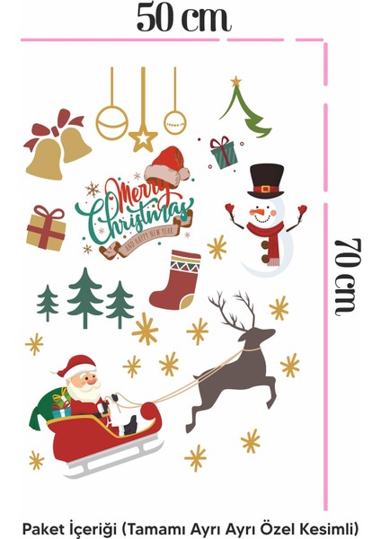 Yılbaşına Özel Kızakta Noel Baba Noel Süsleri Duvar Cam Sticker fiyatları