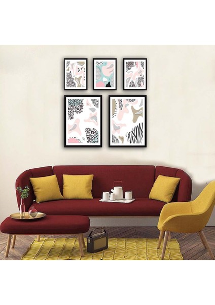 5 Parçalı Siyah Çerçeveli Set Tablo 1 Adet 35X50 4 Adet 20X35