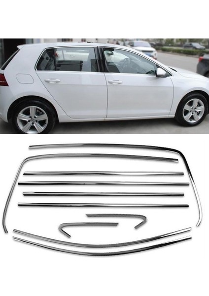 Volkswagen Golf 7 12 Parça Krom Cam Çıtası 2013 - 2020 12 Parça Paslanmaz Çelik Ithal