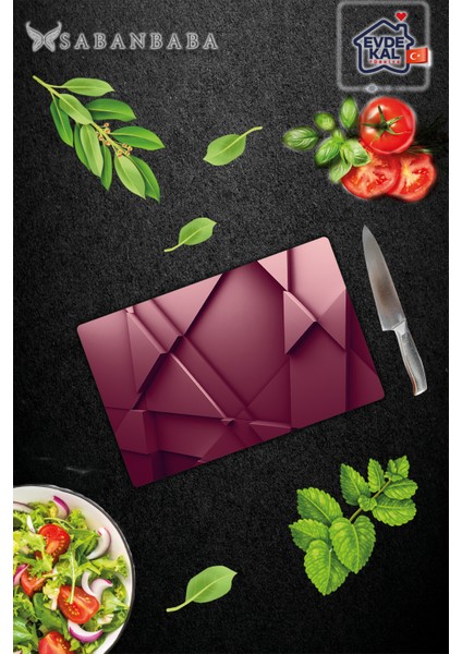Kırmızı Üçgen Desen Cam Kesme Tahtası - Cam Kesme Tablası | 30 cm x 40 cm