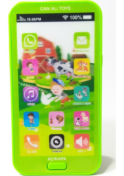 Oyuncak Dokunmatik Cep Telefonu Türkçe Sesli 12 Fonksiyonlu