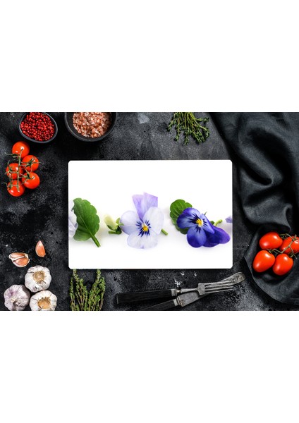 Can Çiçeği Desenli Cam Kesme Tahtası - Cam Kesme Tablası | 30 cm x 40 cm