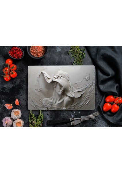 30x40cm - Tablo Desenli - Cam Kesme Tahtası