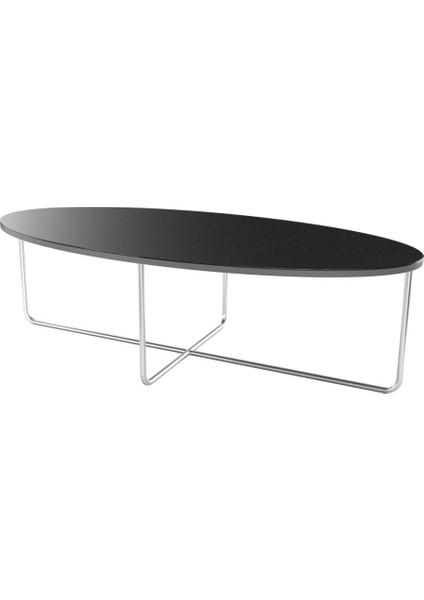 Elips Metal Ayak Orta Sehpa Paslanmaz Şeffaf Cam Tabla