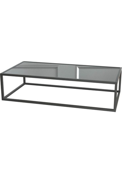 Potrica Orta Sehpa - Metal Siyah Ayak Ayna Tabla