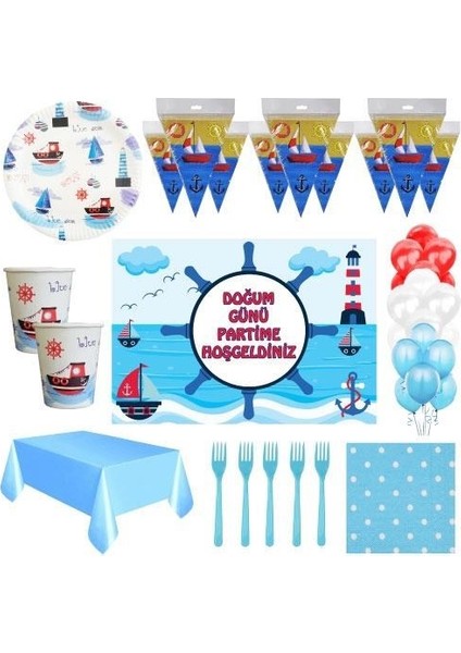 Denizci Afişli Doğum Günü Parti Süsleri 8 Kişilik