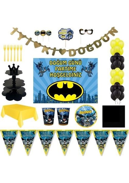 Batman Lüks Doğum Günü Parti Malzemeleri Afişli Set 24 Kişilik
