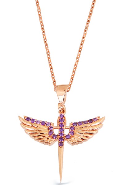 Zirkon Taşlı Gümüş Mikail Kılıcı Kolye