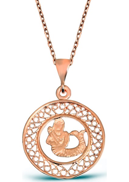 Kova Burcu Gümüş Madalyon Kolye