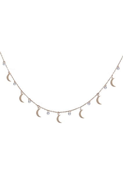 Ay Motifli Gümüş Şans Kolye