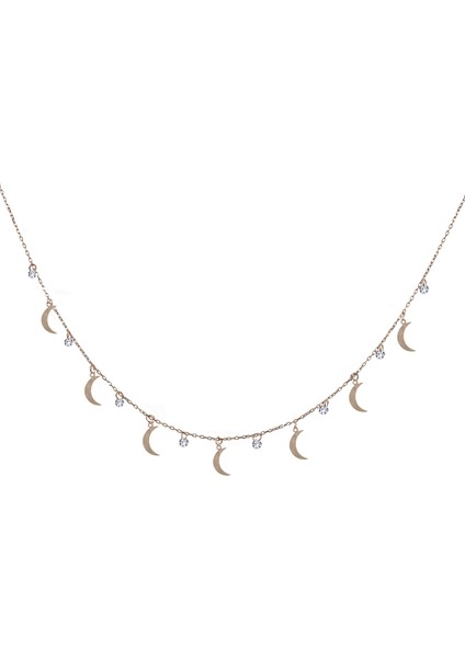 Ay Motifli Gümüş Şans Kolye modelleri