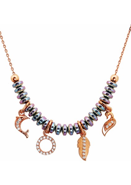 Çok Figürlü Gümüş Tasarım Taş Kolye