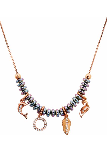 Çok Figürlü Gümüş Tasarım Taş Kolye fırsatları