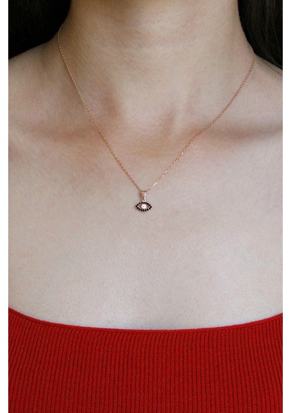 Siyah Taşlı Gümüş Göz Kolye fiyatları