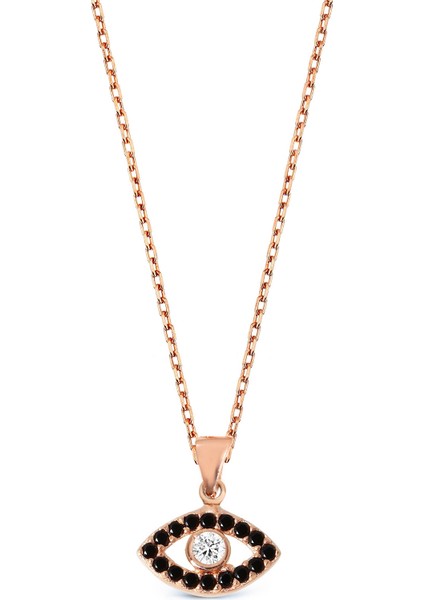 Siyah Taşlı Gümüş Göz Kolye fırsatları