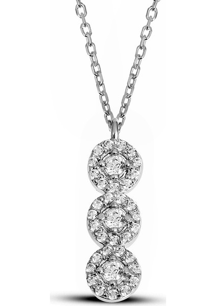 Zirkon Taşlı Gümüş Çiçek Dizisi Kolye