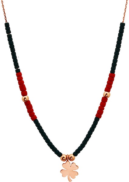 Yonca Motifli Gümüş Tasarım Taş Kolye fiyatları