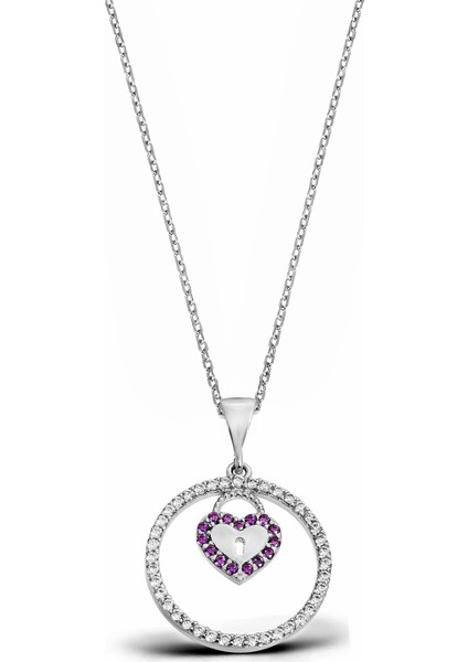 Zirkon Taşlı Gümüş Kalbin Kilidi Kolye modelleri