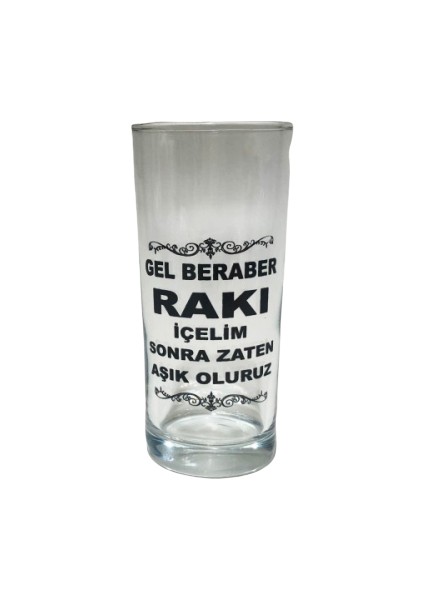 Aşık Oluruz Yazılı Cam Rakı Bardağı 6 Adet Özel Tasarım