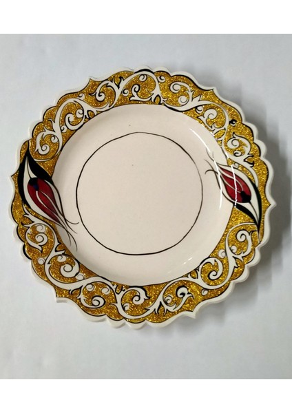 25 cm Altın Yaldızlı Fotoğraf Tabağı