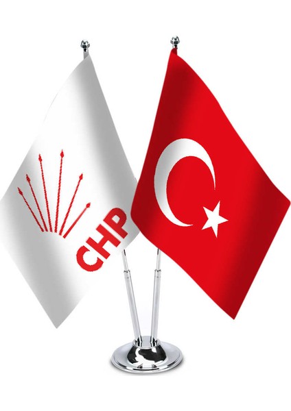 Beyaz, Chp ve Türkiye İkili Saten Masa Bayrağı