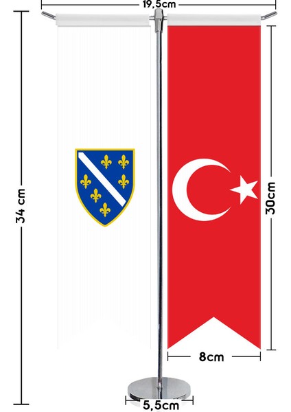 Bosna Hersek 1992 1998 Bayrağı ve Türkiye Kırlangıç Saten T Direk Masa Bayrağı 2'li fiyatları