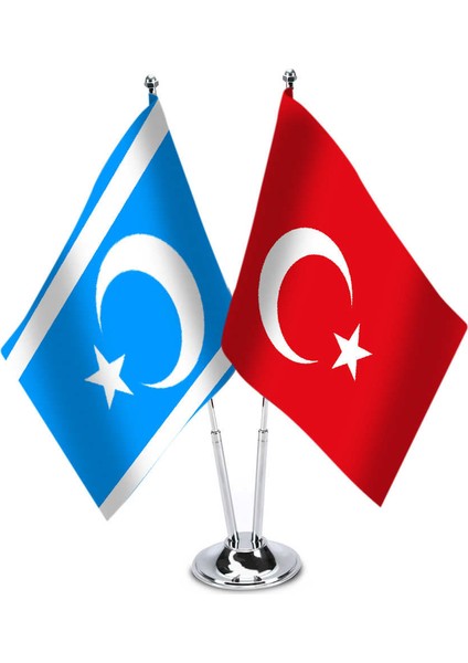 C245rkmenleri Türkiye Saten Masa Bayrağı