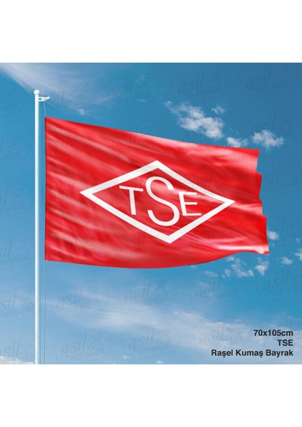 Kırmızı Tse Türk Standartları Enstitüsü Gönder Bayrağı Raşel Kumaş Bayrak 70 x 105 cm
