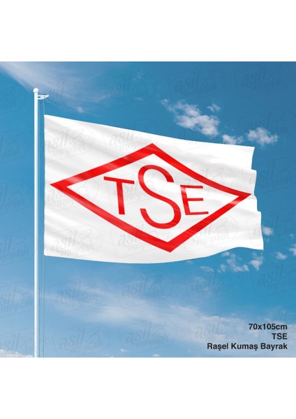 Tse Beyaz Zemin Türk Standartları Enstitüsü Gönder Bayrağı Raşel Kumaş Bayrak 70 x 105 cm