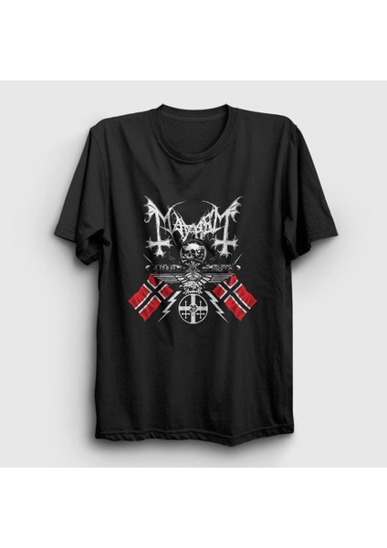 Unisex Siyah Norway Mayhem T-Shirt