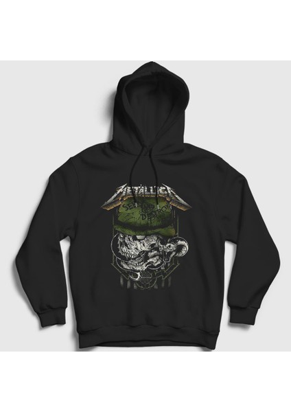 Unisex Siyah Seek and Destroy Metallica Kapüşonlu Sweatshirt