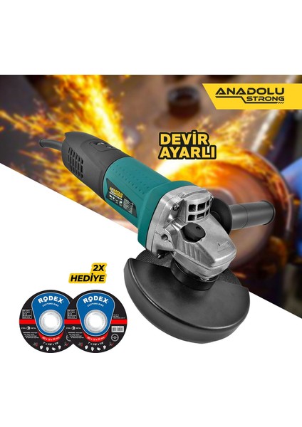 ANS1006 Devir Ayarlı Spral Taşlama 1100 Watt 125 mm Disk Çapı 2 Adet Disk Hediye