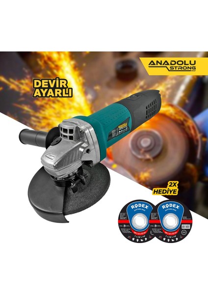 ANS1006 Devir Ayarlı Spral Taşlama 1100 Watt 125 mm Disk Çapı 2 Adet Disk Hediye