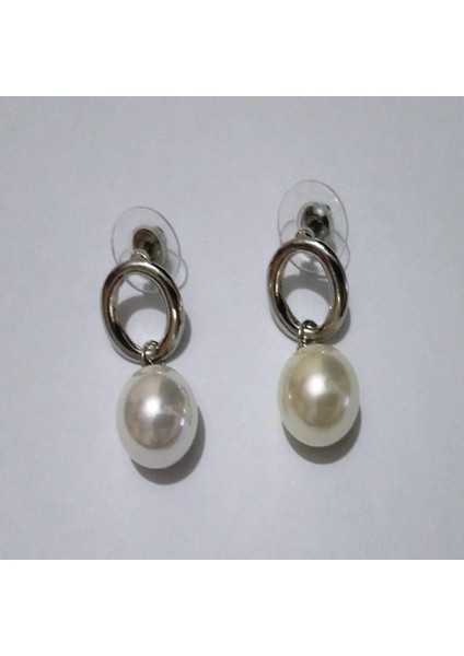 Taşlı Küpe Gümüş Renkli