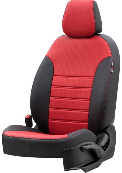 Mitsubishi Colt 2010-2014 Özel Üretim Koltuk Kılıfı New York Design Kırmızı - Siyah
