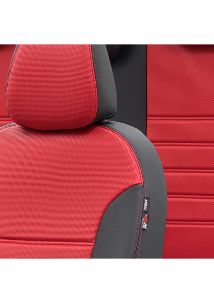 Seat Leon 2006-2012 Özel Üretim Koltuk Kılıfı New York Design Kırmızı - Siyah modelleri