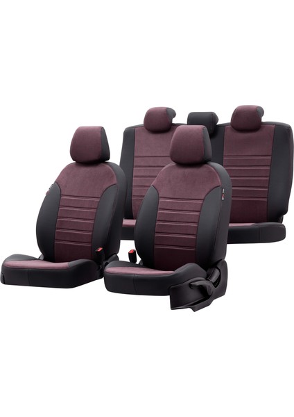 Volkswagen Transporter T-5 2004-2015 8+1 (9 Kişi) Özel Üretim Koltuk Kılıfı Milano Design Bordo - Siyah