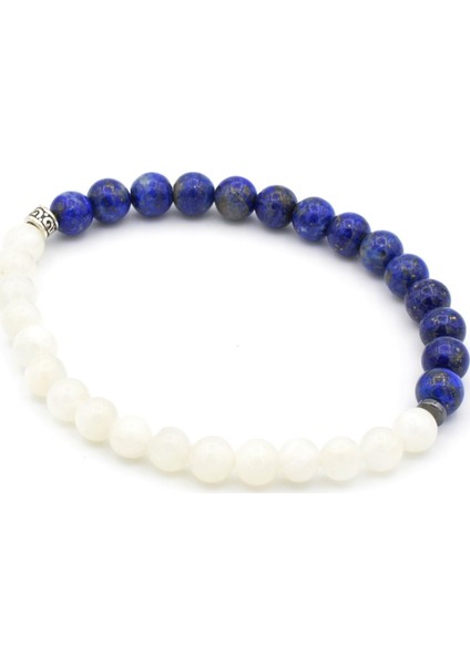 Doğal Lapis Lazuli ve Ay Taşı Bileklik Doğal Taş