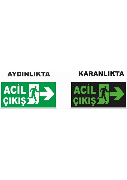 Acil Çıkış Sağ Fosforlu Levhası