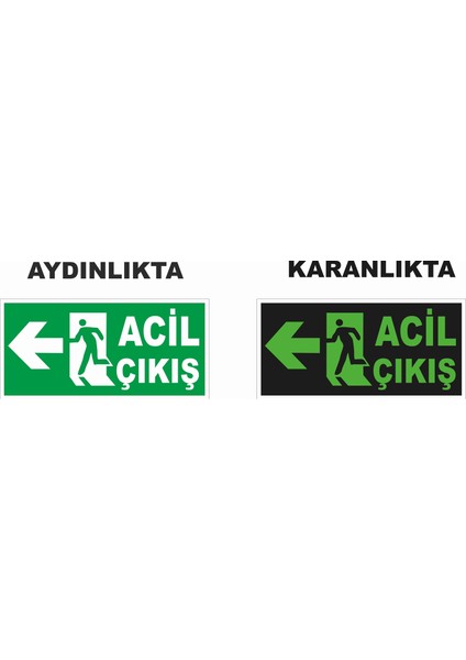 Acil Çıkış Sol Fosforlu Levhası