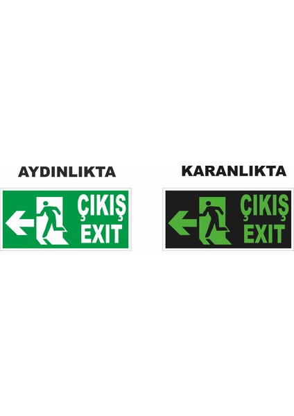 Çıkış Exıt Sol Fosforlu Levhası