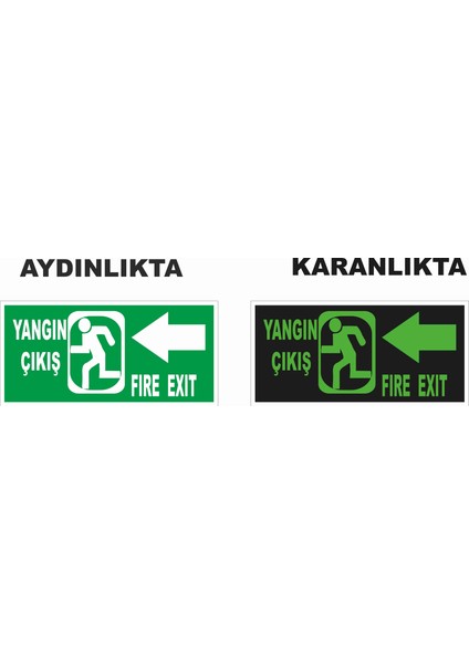 Yangın Çıkışı Sol Fosforlu Levhası
