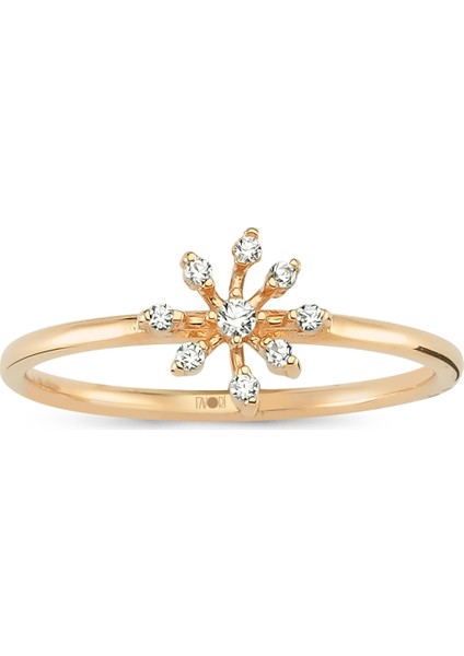 Favori Kadın Taşlı Pembe Altın Yüzük