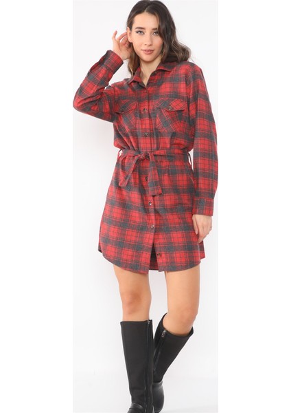 Z6669 Dewberry Bayan Gömlek-Kırmızı - Lacivert fiyatları