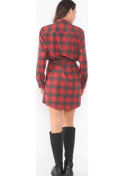 Z6669 Dewberry Bayan Gömlek-Kırmızı - Lacivert modelleri