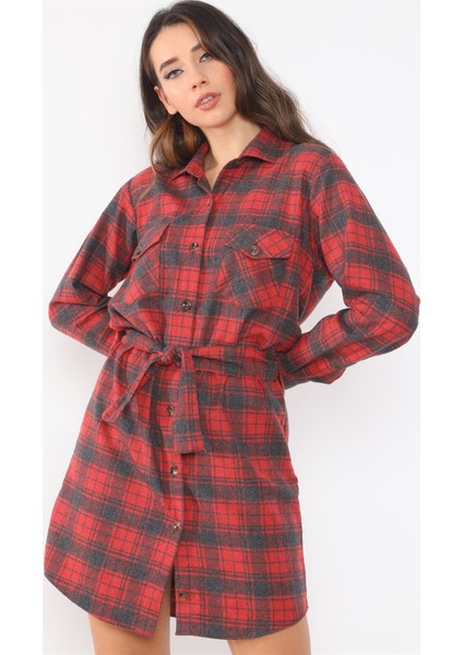 Z6669 Dewberry Bayan Gömlek-Kırmızı - Lacivert fırsatları